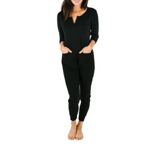 Smash + Tess Women’s Medium Black Monday Romper in Midnight One Piece 3/4 Sleeve